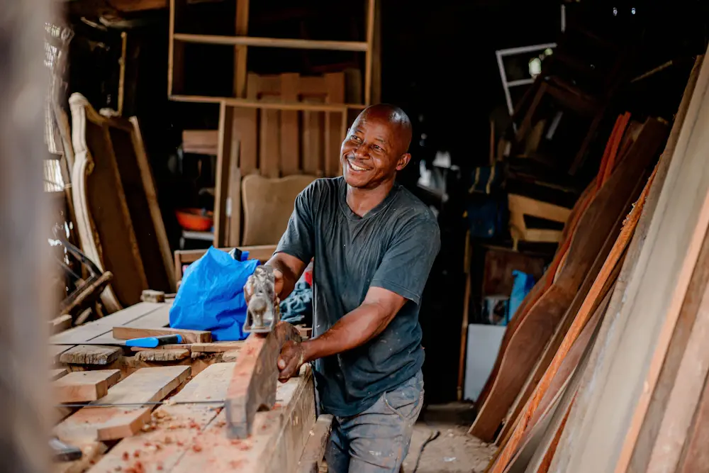 A carpenter at work in his workshop